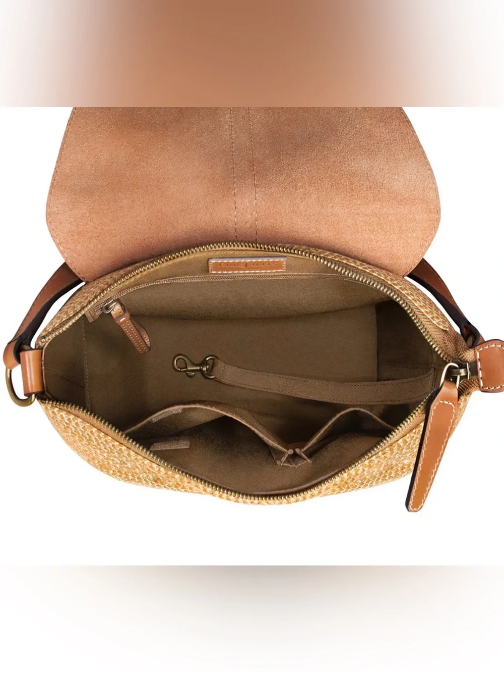 Eric Javitiz Squishee Bel Air Woven Straw Leather Trim Shoulder Bag Natural Tan